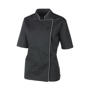 Metro Professional Kochjacke, Polyester / Baumwolle, mit kurzen Ärmeln, für Damen, Größe S, schwarz / grau