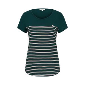 TOM TAILOR DENIM Damen Gestreiftes T-Shirt, grün, Streifenmuster, Gr. XXL