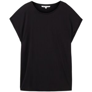 TOM TAILOR DENIM Damen Basic T-Shirt, schwarz, Gr. S