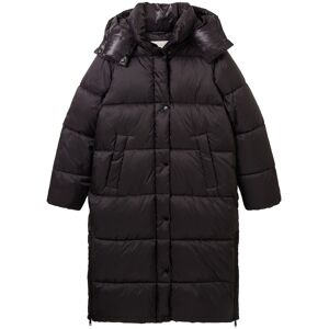 TOM TAILOR Damen Puffer-Mantel mit Kapuze, schwarz, Uni, Gr. L