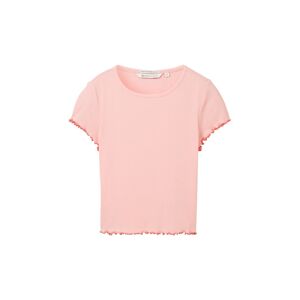 TOM TAILOR DENIM Damen Ripp T-Shirt mit Bio-Baumwolle, rosa, Uni, Gr. XL