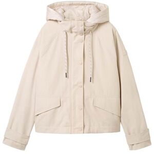 TOM TAILOR Damen Kurz-Parka mit Kapuze, beige, Uni, Gr. L