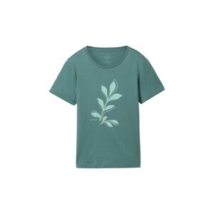 TOM TAILOR Damen T-Shirt mit Print, grün, Print, Gr. M