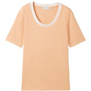 TOM TAILOR Damen Gestreiftes T-Shirt mit Bio-Baumwolle, orange, Gr. L