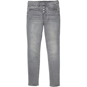 TOM TAILOR Damen Tapered Relaxed Jeans mit Knopfleiste, grau, Uni, Gr. 30/32