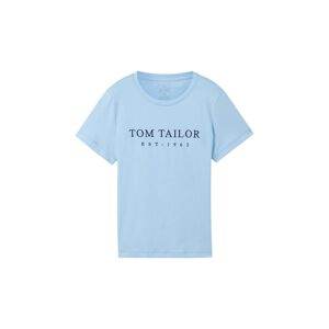TOM TAILOR Damen T-Shirt mit gesticktem Logo, blau, Logo Print, Gr. XXL