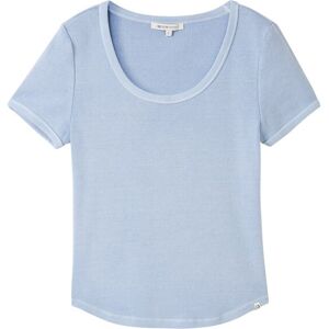 TOM TAILOR DENIM Damen T-Shirt aus Ripp, blau, Uni, Gr. L