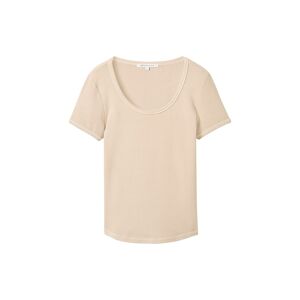 TOM TAILOR DENIM Damen T-Shirt aus Ripp, beige, Uni, Gr. XL
