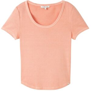 TOM TAILOR DENIM Damen T-Shirt aus Ripp, orange, Uni, Gr. M