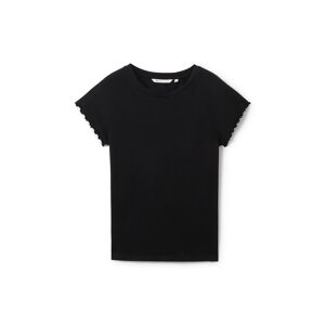 TOM TAILOR DENIM Damen T-Shirt mit Ärmeldetails, schwarz, Uni, Gr. XS