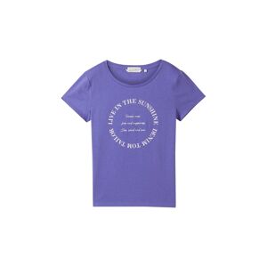 TOM TAILOR DENIM Damen T-Shirt mit Print und Bio-Baumwolle, lila, Print, Gr. M