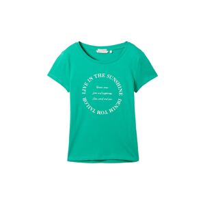 TOM TAILOR DENIM Damen T-Shirt mit Print und Bio-Baumwolle, grün, Print, Gr. M