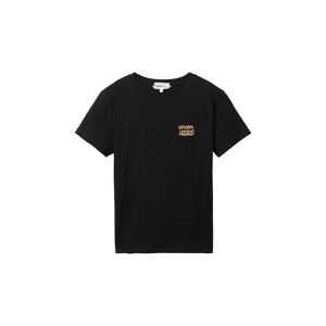 TOM TAILOR DENIM Damen T-Shirt mit Bio-Baumwolle, schwarz, Uni, Gr. L