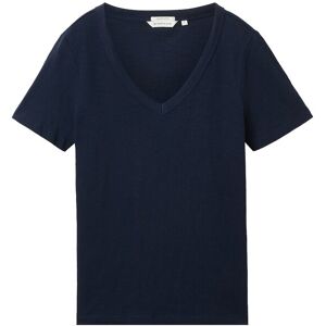 TOM TAILOR Damen T-Shirt mit Bio-Baumwolle, blau, Uni, Gr. S