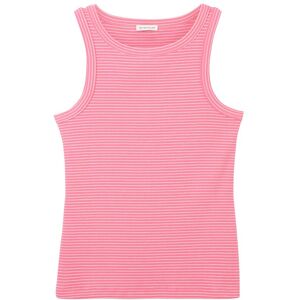 TOM TAILOR Damen Gestreiftes Top mit Rippstruktur, rosa, Streifenmuster, Gr. S