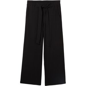 TOM TAILOR DENIM Damen Culotte mit Bindegürtel, schwarz, Uni, Gr. M