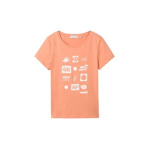 TOM TAILOR DENIM Damen Print T-Shirt mit Bio-Baumwolle, orange, Print, Gr. M