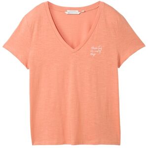 TOM TAILOR DENIM Damen T-Shirt aus Bio-Baumwolle, orange, Uni, Gr. XL