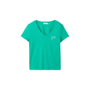 TOM TAILOR DENIM Damen T-Shirt aus Bio-Baumwolle, grün, Uni, Gr. XS