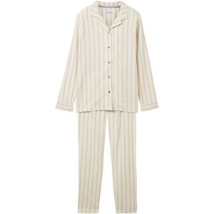 TOM TAILOR Damen Gestreifter Pyjama, beige, Streifenmuster, Gr. 3XL/46