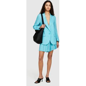 Sisley - Blazer 100% Leinen, Frau, Türkis, Größe: 50