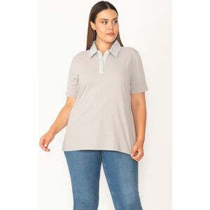 Şans Große Bluse Aus Grauem Baumwollstoff Mit Polokragen Und Knöpfen 65n27322 für Damen - 50