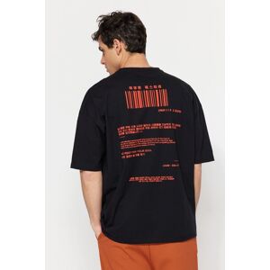 Trendyol Collection Schwarzes, Übergroßes/weit Geschnittenes, Kurzärmliges, Mit Fernost Bedrucktes T-shirt Aus 100 % Baumwolle - M