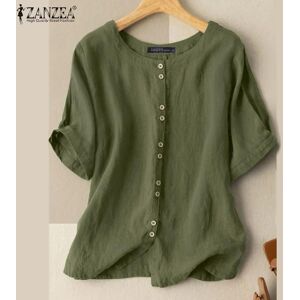 Zanzea Damen-T-Shirt Aus Baumwolle, Kurzärmelig, Lässig, Locker, Einfarbig, Basic-T-Shirt, Bluse Nr. 1