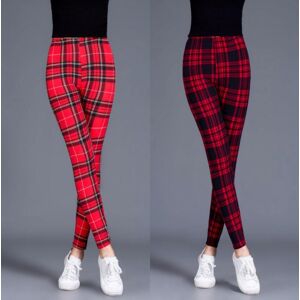 Mojta Frauen Plaid Leggings Mädchen Slim Cropped Hose Hohe Elastizität Skinny Casual Pants