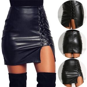 Chenxin2 Fashon Damen-Verband, Figurbetont, Mit Schnürung, Leder, Kurzer Rock, Sexy Damen-Bleistift-Minirock Mit Hoher Taille