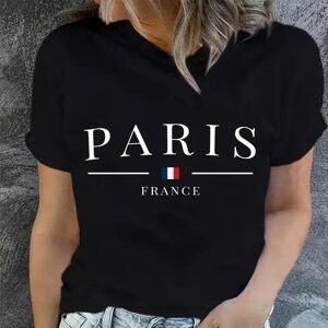 Jun Lin No.1 T-Shirt Mit Paris-Print, Kurzärmliges Rundhals-Freizeitoberteil Für Sommer Und Frühling, Damenbekleidung