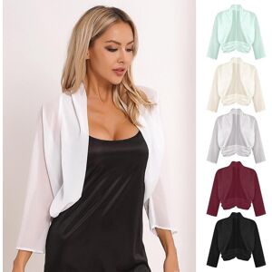 Zdhoor Damen-Chiffon-Bolero-Achseljacke, Vorne Offen, Langärmelig, Kurze Strickjacke, Für Hochzeit, Abend, Party