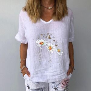 Fancy Fashion (M-3xl) Damen Einfarbig Kurzarm Blumendruck Lose T-Shirt Bluse Top