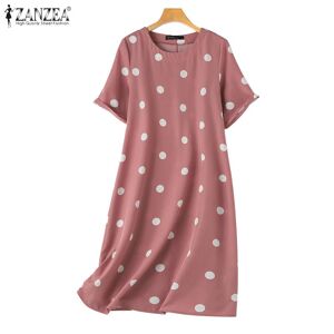 Zanzea Damen-Sommerkleid Mit Polka-Dot-Print, Lässig, O-Ausschnitt, Kurzärmelig