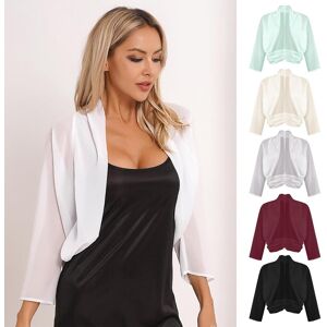 Ydt-Adult Chiffon-Bolero-Achselzucken, Vorne Offen, Langärmlig, Jacke, Gerüschte Damen-Abdeckung, Strandmode, Hochzeitskleid, Abgeschnittener Schal