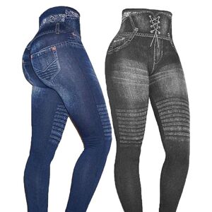 Zuerle Modische Bedruckte Jeans-Imitat-Hose Für Damen, Schmale, Hohe Taille, Nahtlose Denim-Imitat-Leggings