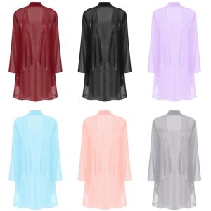 Yunduantong-Home Elegante Chiffon-Strickjacke Mit Schal-Wickeloberteil, Langärmelig, Vorne Offen, Bolero-Oberbekleidung, Überzug Für Hochzeit, Party, Büro Und Freizeit