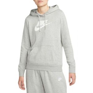Damen Tennissweatshirt Nike Sportswear Club Fleece Logo Pullover Hoodie - dark grey heather/white