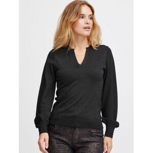 PULZ Jeans Strickpullover Damen gemustert, schwarz