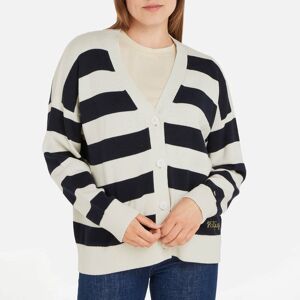 Tommy Hilfiger Lighthouse Stripe Boxy V-Neck Cotton Cardigan - L