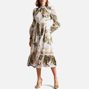 Ted Baker Maylily Floral-Print Linen Dress - UK 12