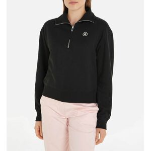 Tommy Hilfiger Cropped Cotton-Blend Half-Zip Sweatshirt - XS