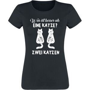 Tierisch T-Shirt - Was ist besser als eine Katze? Zwei Katzen - S bis XXL - für Damen - Größe M - schwarz - Frauen - female