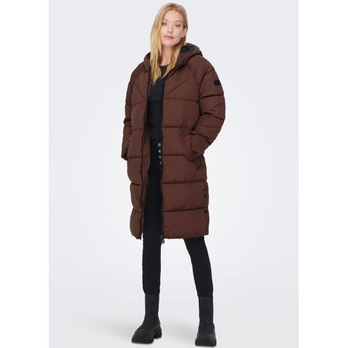 Only Steppmantel ONLY „ONLAMANDA LONG PUFFER COAT“ Gr. M (38), braun (chestnut) Damen Mäntel Übergangsmäntel mit Kapuze