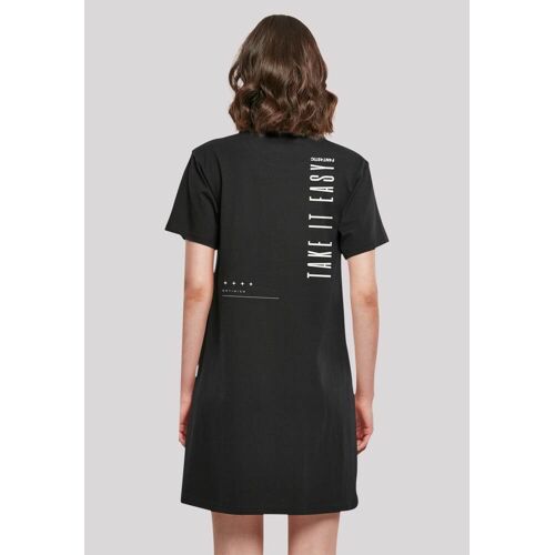 F4nt4stic Shirtkleid F4NT4STIC „Take It Easy Text Damen T-Shirt Kleid“ Gr. M, schwarz Damen Kleider Freizeitkleider Print