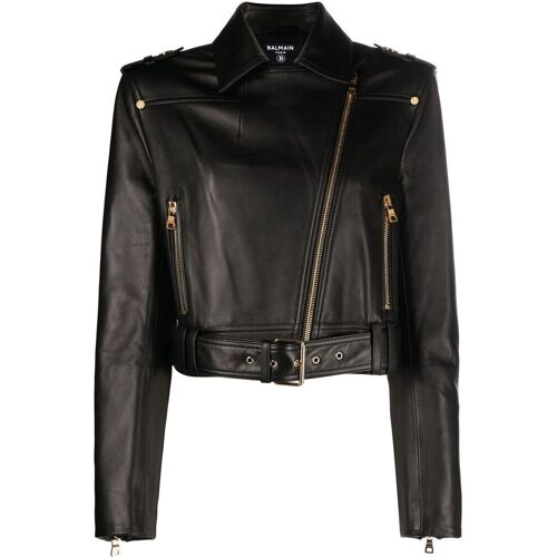 Balmain Lederjacke im Biker-Look – Schwarz 38/40/36/42/44/34 Female