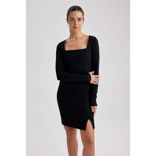 DeFacto Damen Bodycon Langarm-Kleid in Mini-Länge