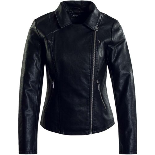 ONLY Damen Lederjacke – Melisa Faux Leather Biker – Black,XS,Schwarz