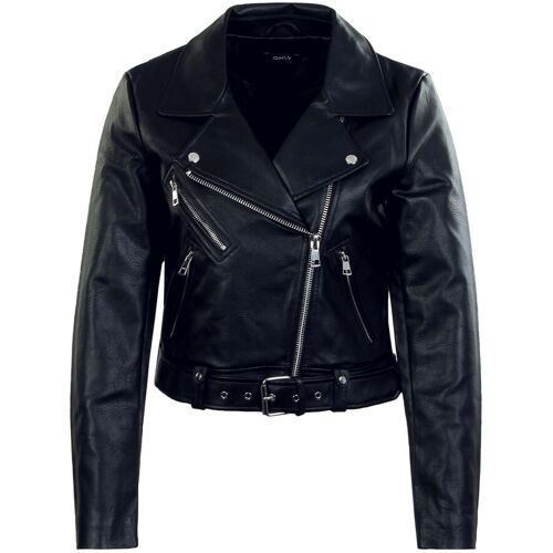 ONLY Damen Lederjacke – Vera Faux Leather Biker CC OTW – Black,M,Schwarz