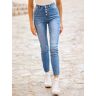 Bequeme Jeans HEINE Gr. 36, Normalgrößen, blau (blue, bleached) Damen Jeans High-Waist-Jeans